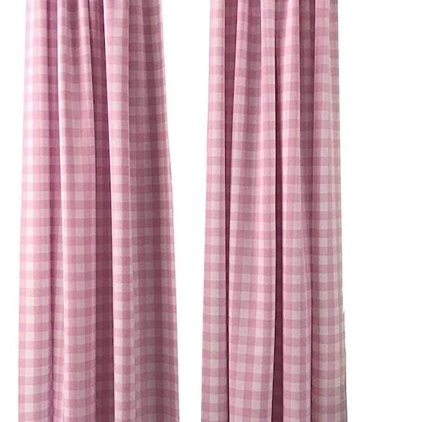 Pink Plaid Curtains Etsy