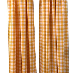 Checkered Country Plaid Gingham Checkered Backdrop Drapes Curtains Panels, Room Divider, 1 Pair - White & Dk Yellow ) Choose Size Below