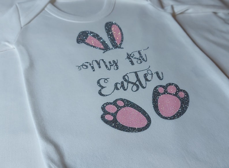 New-born Easter gift My 1st Easter Glitter Bunny outfit Easter baby outfit Babys first Easter bodysuit