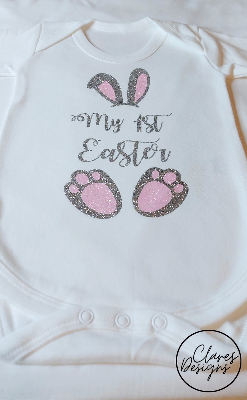 New-born Easter gift My 1st Easter Glitter Bunny outfit Easter baby outfit Babys first Easter bodysuit