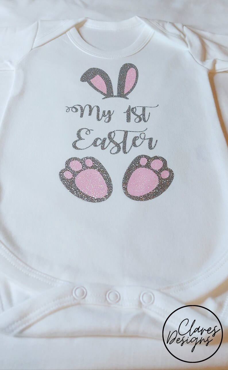 New-born Easter gift My 1st Easter Glitter Bunny outfit Easter baby outfit Babys first Easter bodysuit