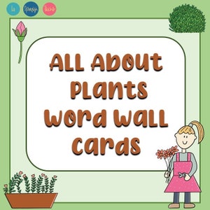 Cartões de vocabulário sobre plantas, cartões de parede com palavras sobre plantas, flashcards de primavera, aprendizagem precoce, jogos de cartas para crianças, materiais para impressão para educação domiciliar