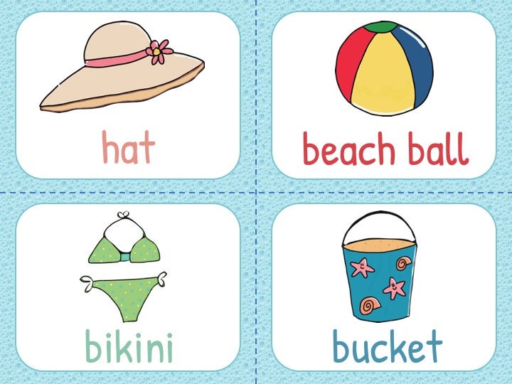 Summer Flashcards Beach Flashcards Printable Flashcards Etsy