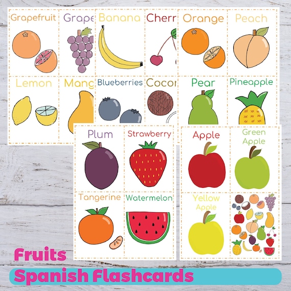 Fruits Flashcards Flashcards For Toddlers Etsy
