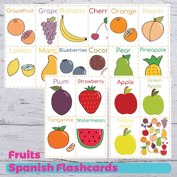 Fruits Flashcards Flashcards For Toddlers Etsy