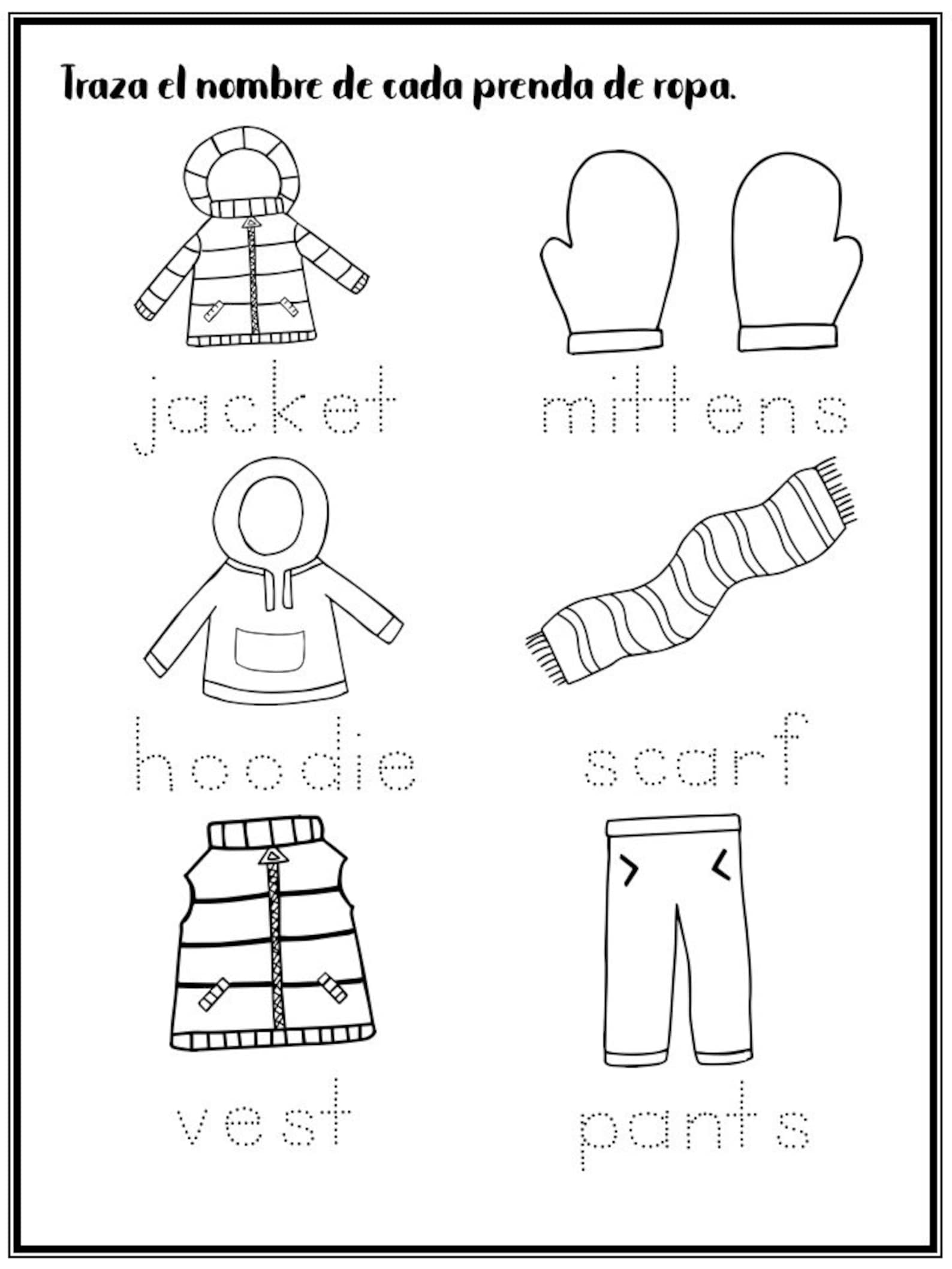 Winter Clothes Printable Activity Pack, Preschool Printables, Tracing ...