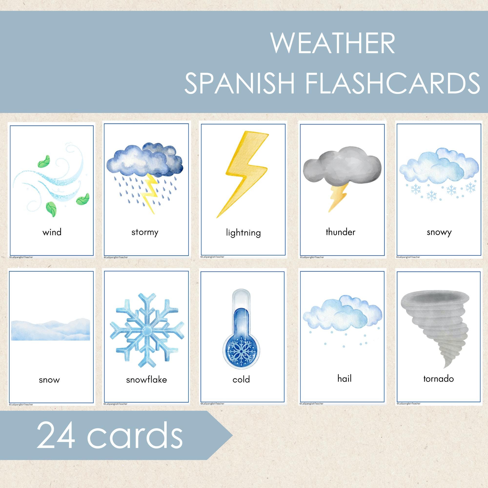 Weather Flashcards, Educational Printable Cards, Vocabulary Cards ...