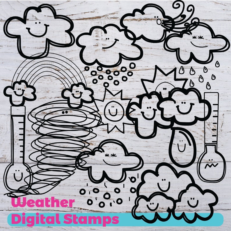 sun. weather digital stamps weather digital stamps rainbow commercial use weather coloring page cloud cute graphics rain images