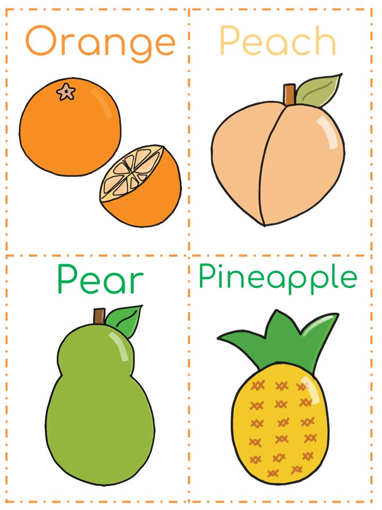Fruits Flashcards Flashcards for Toddlers Etsy