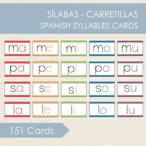 Spanish Syllables Cards, Carretillas, Learning to Read, Spanish Card Games, Syllables Flashcards, Preschool Printables, Spanish Homeschool