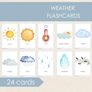Fiches météo, Cartes éducatives à imprimer, Fiches de vocabulaire, Matériel Montessori, Enseignement à domicile, Apprentissage précoce, Documents à imprimer pour les enfants d'âge préscolaire