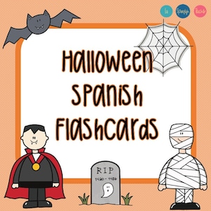 Tarjetas didácticas de Halloween en español, Tarjetas didácticas de vocabulario en español, Tarjetas didácticas de ESL, Tarjetas didácticas para niños pequeños, Imprimibles preescolares