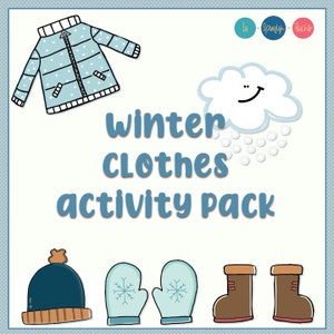 Paquete de actividades imprimibles de ropa de invierno, imprimibles para preescolar, hojas de calco, hojas de trabajo de invierno, recursos educativos, tarjetas de vocabulario
