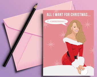 Tout ce que je veux pour carte de Noël - cadeaux pour elle, lui, carte de voeux, drôle, vacances, petite amie, petit ami, gay, drôle, Noël, mari, femme