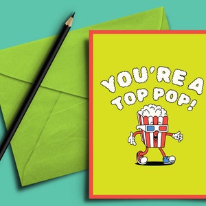 Father's Day "Top Pop" Funny Greeting Card - Dad, Pops, Pa, Papa, Grandpa, Husband, Boyfriend, Gift for Him, Love, Birthday, Son, Brother