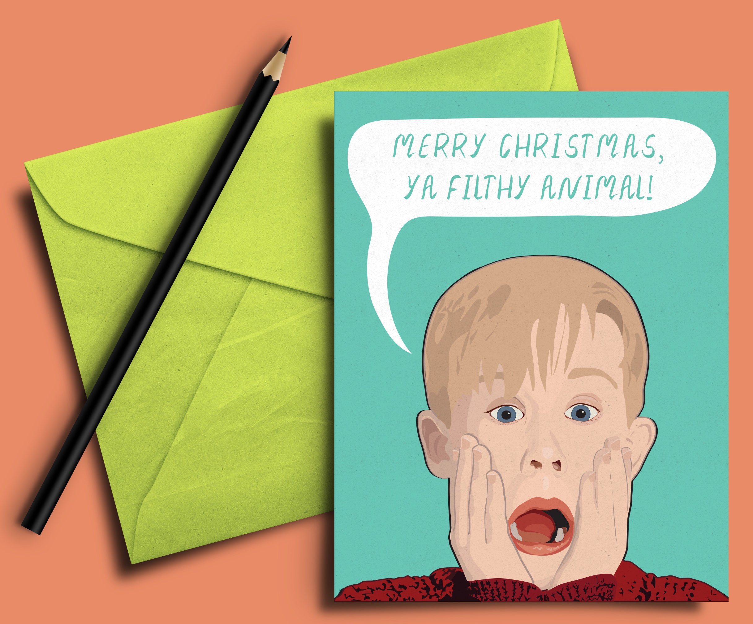 Home Alone Christmas Card Greeting Card Merry Christmas Etsy