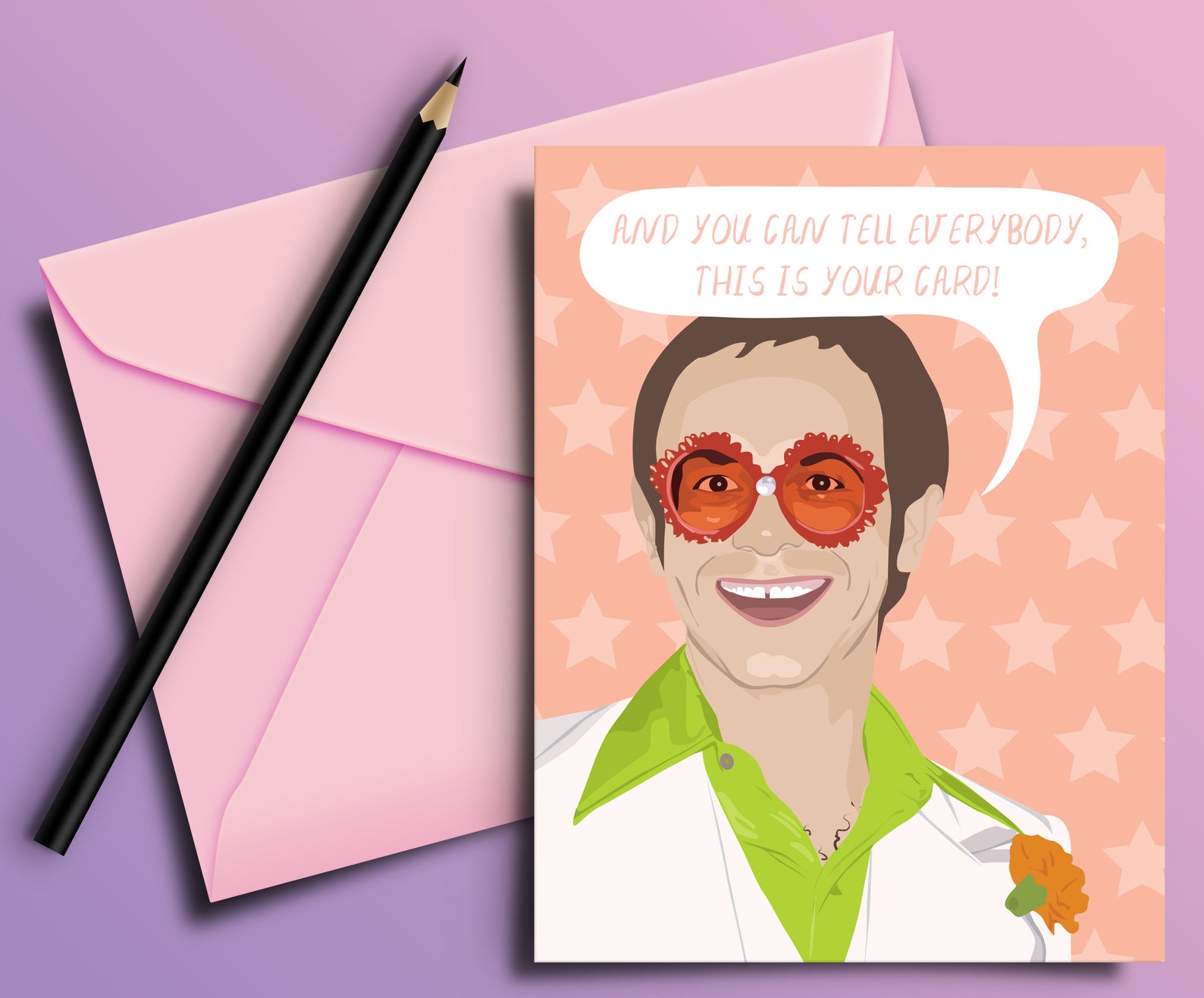Elton John Greeting Card Funny Birthday Thank You Etsy