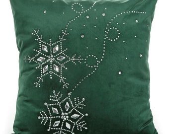 Green velvet cushion | Etsy Green Xmas Throw Pillow Cases
