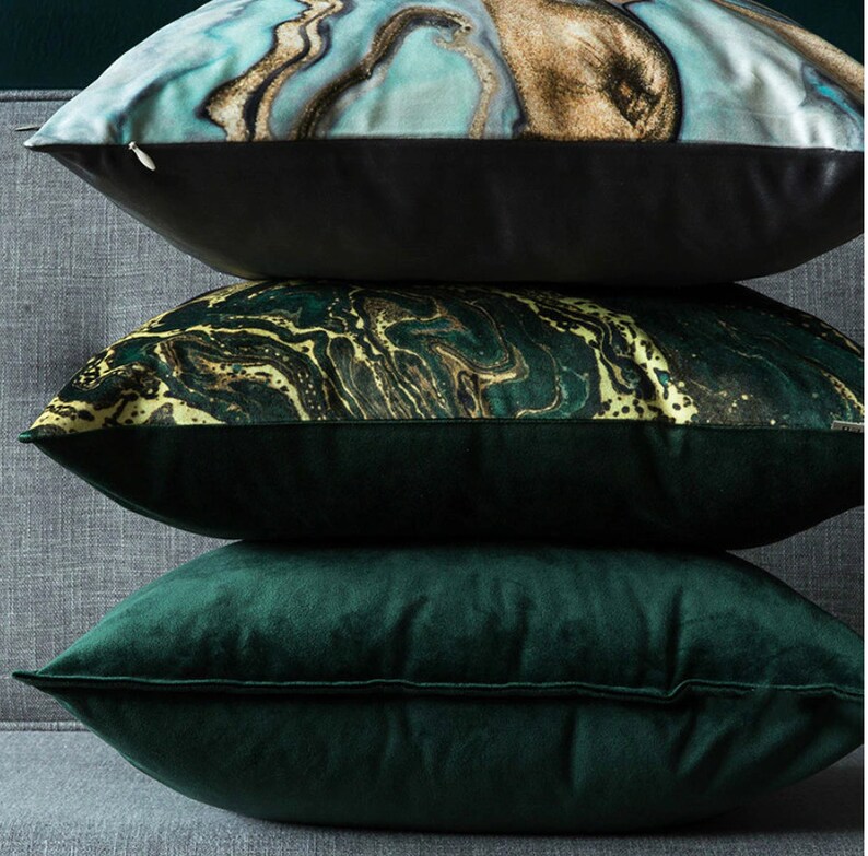Green gold Velvet cushion cover for living roomgreen velvet Etsy