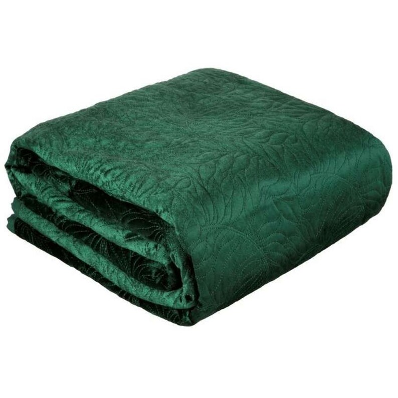 Large Velvet green bedspread Queen size bedspreadquilted Etsy