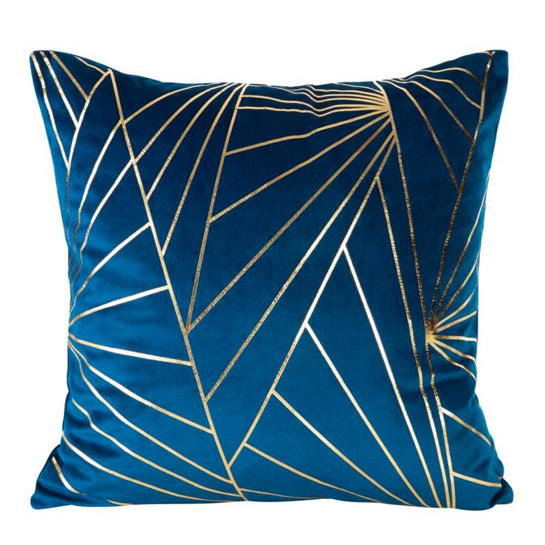 Navy gold Velvet cushion cover for living room navy velvet Etsy