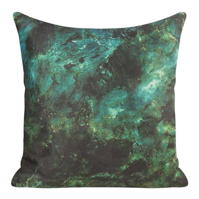 Green Black Turquoise marble cushion cover 45x45cm for living Etsy