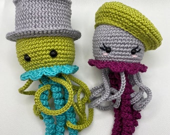 PATTERN -  Amigurumi Jellyfish - Mr. and Mrs. Jelly -  Digital Crochet Pattern - US Terms