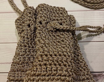 Crochet Pouch Bag Pattern: Macrame Cord Crossbody (US Terms) (Digital Download)