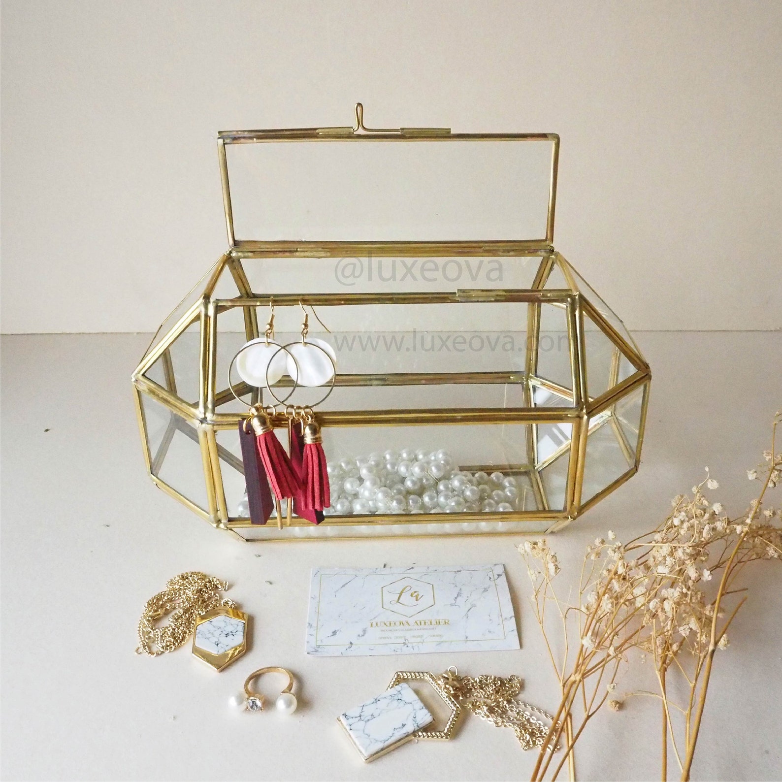 Wedding Card Holder Glass Card Box Geometric Terrarium Etsy