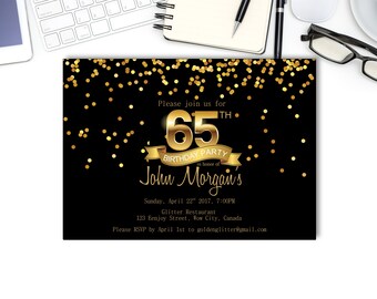 65th birthday invitations etsy