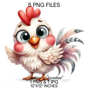 Funny Crazy Chicken PNG | 5 Cute Chicken PNG Sublimation Clipart | Chicken Digital Download | Farm Life Chicken Chick PNG Commercial Use