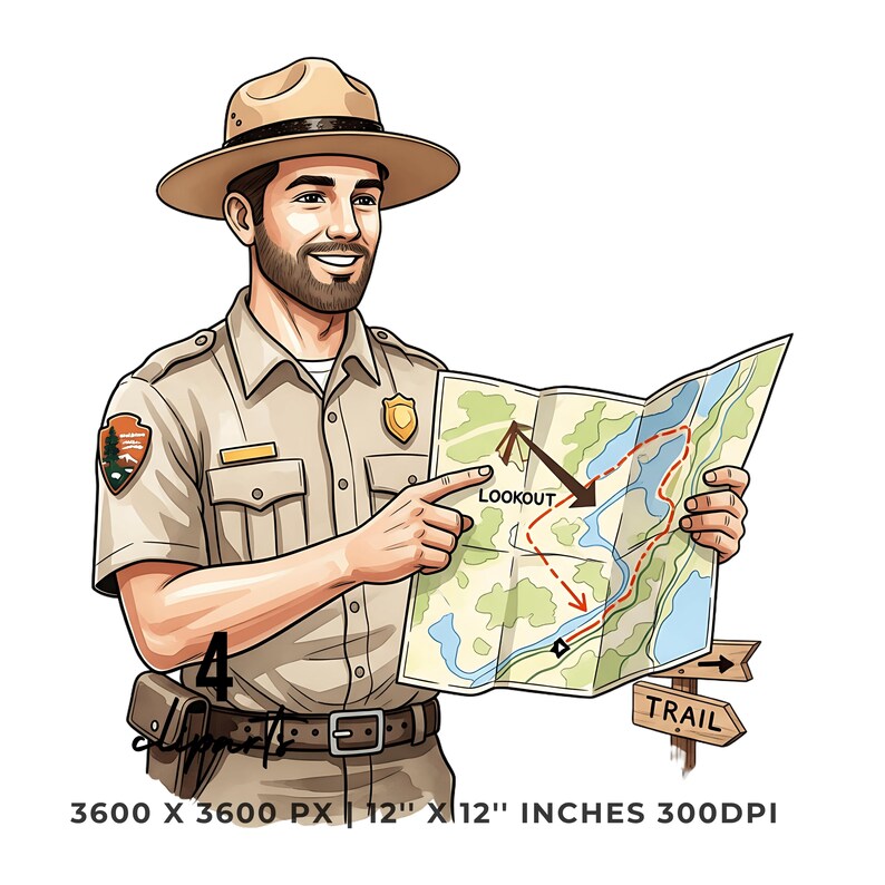Park Ranger Clipart Bundle | Hiking Map, Forest Art (digital Download ...