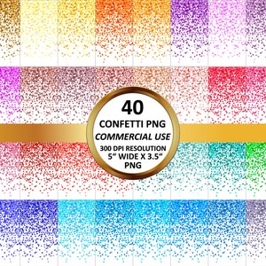 40 Clipart Confetti PNG for Bright Party Confetti Glitter Border for Bright Birthday Party, Baby Showe and Digital Weddings COMMERCIAL USE