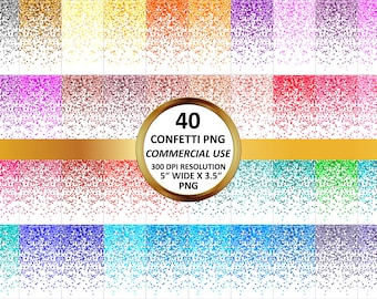40 Glitter Confetti Clipart PNG: Party Borders (Digital Download)