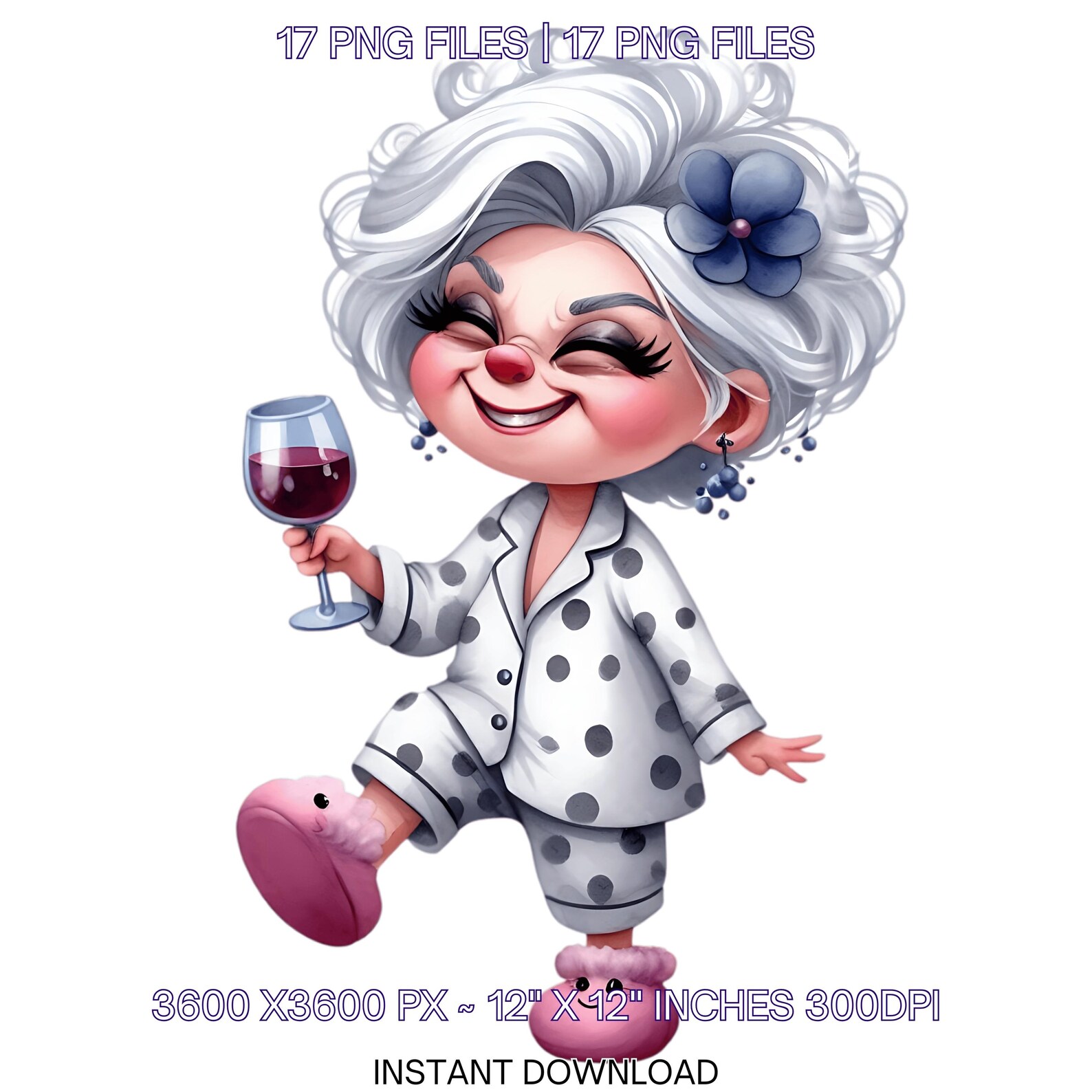 Grumpy Grandma PNG Clipart: Funny Old Lady Cartoon (digital Download ...