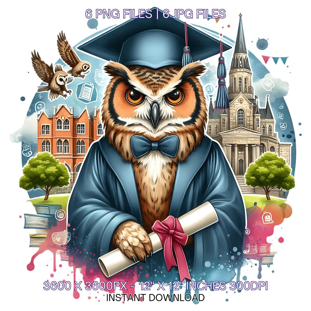 Graduation Owl Clipart Grad Student | Owl Wearing Cap Holding a Diploma ...