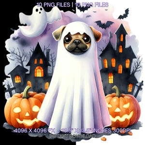 10 Ghost Dog Clipart PNG | Cute Halloween Dogs Clipart | Spooky Dog ...