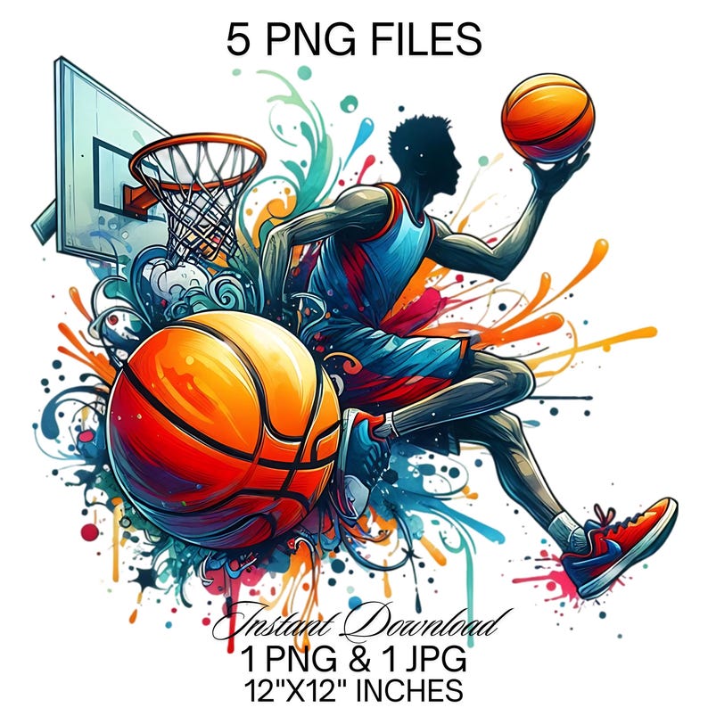 Watercolor Basketball PNG Clipart: Sports Sublimation (digital Download ...