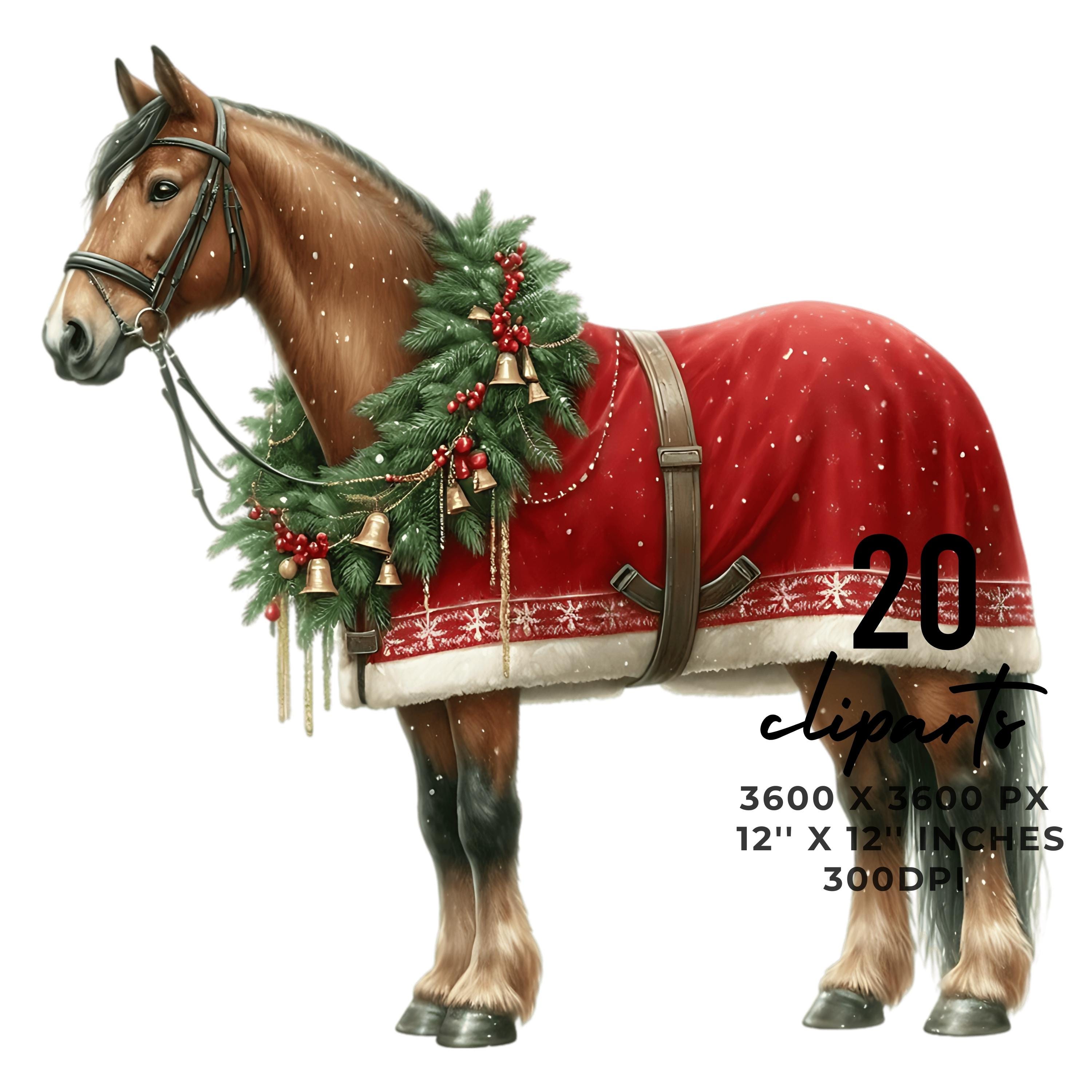20 Merry Christmas Horse PNG Clipart | Brown Horse | Santa Hat | Santa ...