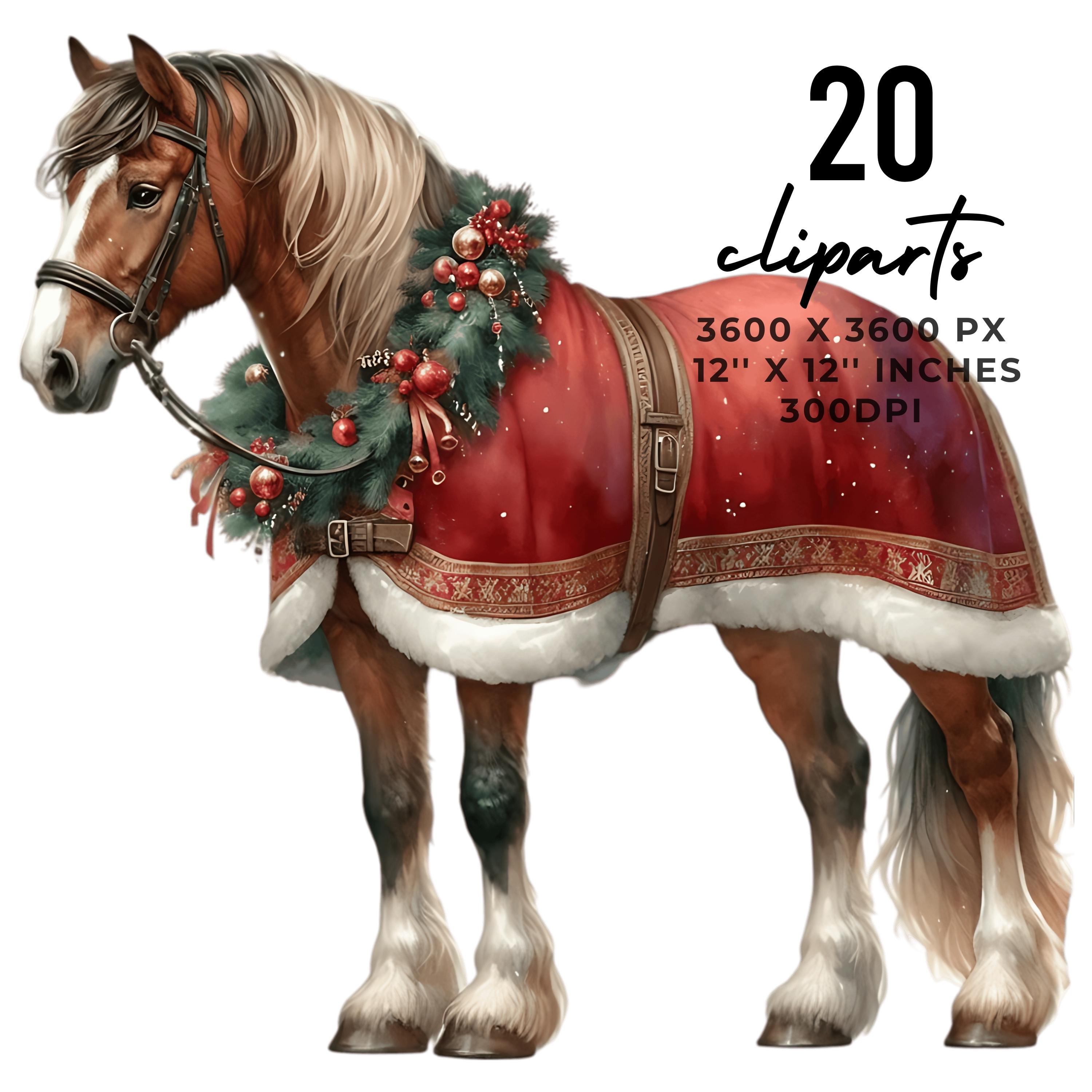 20 Merry Christmas Horse PNG Clipart | Brown Horse | Santa Hat | Santa ...