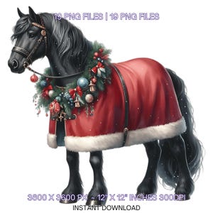 19 Christmas Black Horse PNG Clipart Santa Horse Santa Hat Santa ...