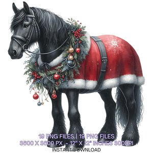 19 Christmas Black Horse PNG Clipart Santa Horse Santa Hat Santa ...