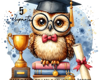 Graduation Owl Clipart: College Graduate PNG,   (Digital Download)