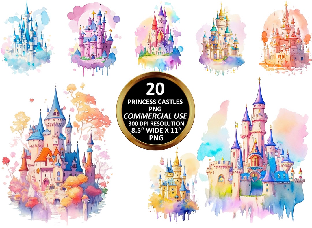 Fairytale Castle Clipart PNG Watercolor for Sublimation Design Tshirt ...