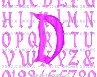 Royal Purple middeleeuwse alfabet clipart, amethist metallic lettertype (digitale png-clipart)