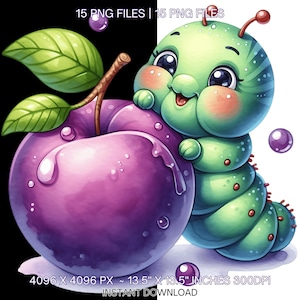 15 Caterpillar Clipart | Hungry Caterpillar Clip Art | Very Hungry Caterpillar PNG | Hungry Caterpillar Food PNG Clipart | Commercial Use