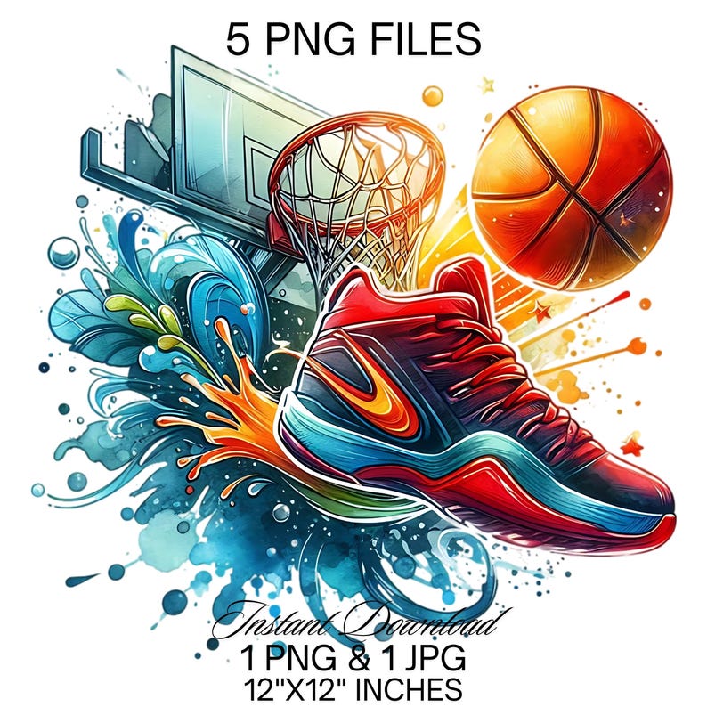 Watercolor Basketball PNG Clipart: Sports Sublimation (digital Download ...