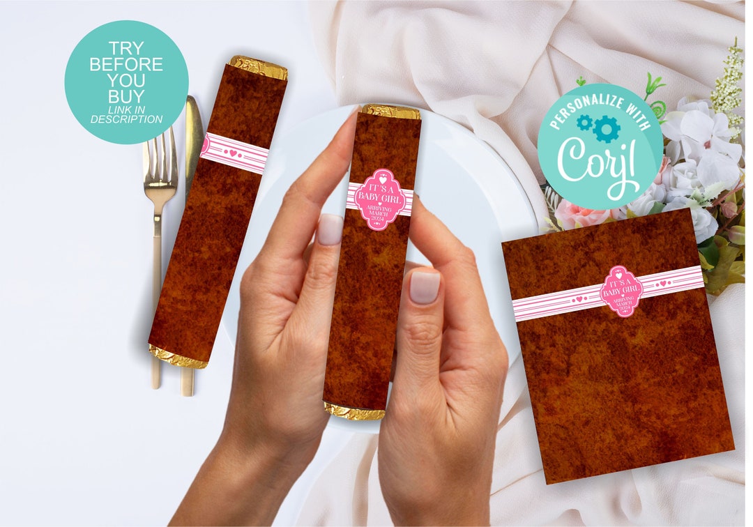It's A Girl Chocolate Cigar Favor Wrapper for Cigar Candy Etsy