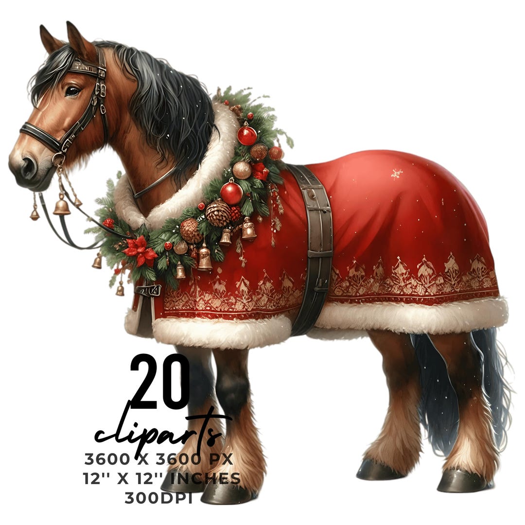 20 Merry Christmas Horse PNG Clipart | Brown Horse | Santa Hat | Santa ...