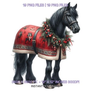 19 Christmas Black Horse PNG Clipart Santa Horse Santa Hat Santa ...